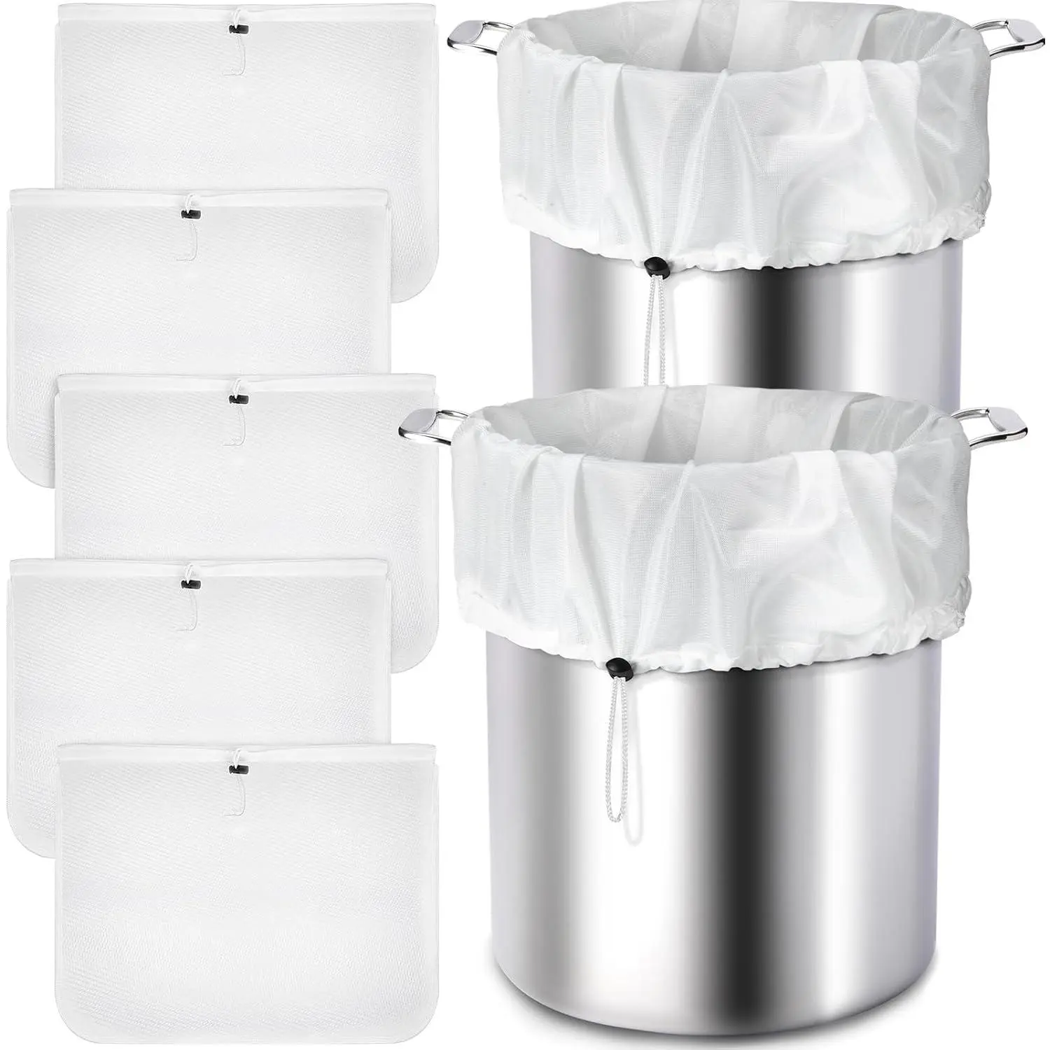 5 Pack Brew Bags   26 x 22'' Fine Mesh Strainer Cold Brew Filters Drawstring Cheese Cloth Straining Bags  Making Supplies for Fruit Cider