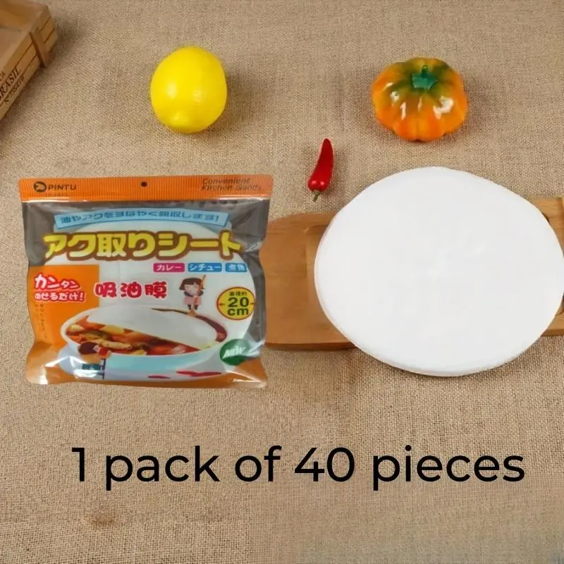 40pcs Kitchen Soup Oil Absorbing Cloth, 20cm Diameter Japanese Style Oil Absorbing Sheet, Food Grade Oil Absorbing Cloth, Food Frying Mat, Kitchen Gadget