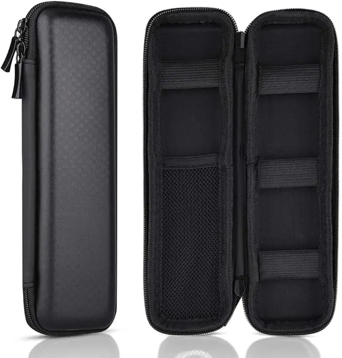 EVA Canvas Pencil Case, Durable Sleek Zippered Pouch with Built-in Mesh Pocket, 7.5x1.7x0.9in Internal/7.87x2.36x1.37in External Sizes, Office Stationery Organizer for Adults' Styluses, Executive Fountain Pens, Ballpoints
