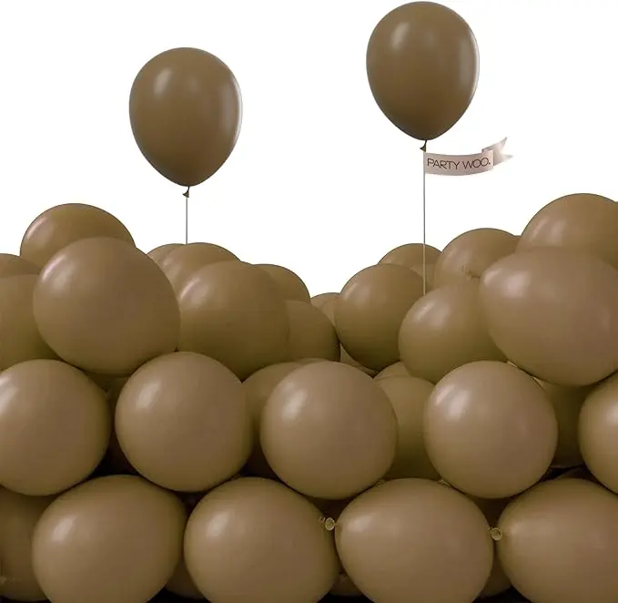 PartyWoo 50pcs 5-Inch Round Brown Rubber Latex Decorative Balloons - Boho Neutral Coffee Tan Nature-Inspired for Wedding, Fall Party, Balloon Arch, Birthday Theme & Festive Use (Brown-F09), Decorative Balloons Balloons