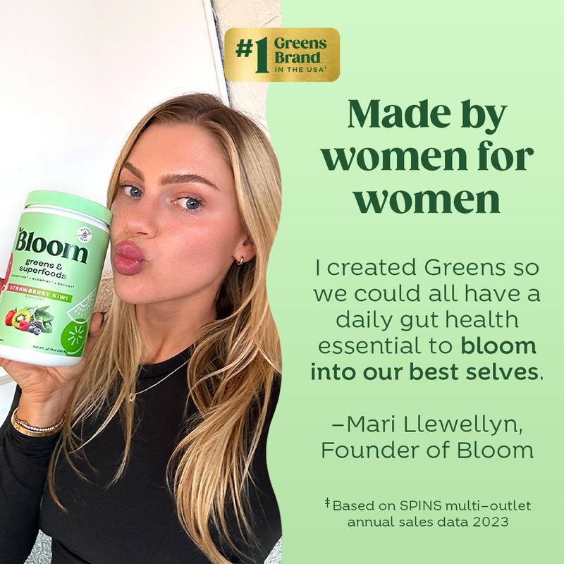 Bloom Nutrition Greens & Superfoods Powder (30 Servings) - New Year New Me - Digestion, Gut Health, Bloating Relief, Spirulina & Chlorella with Probiotics & Antioxidants