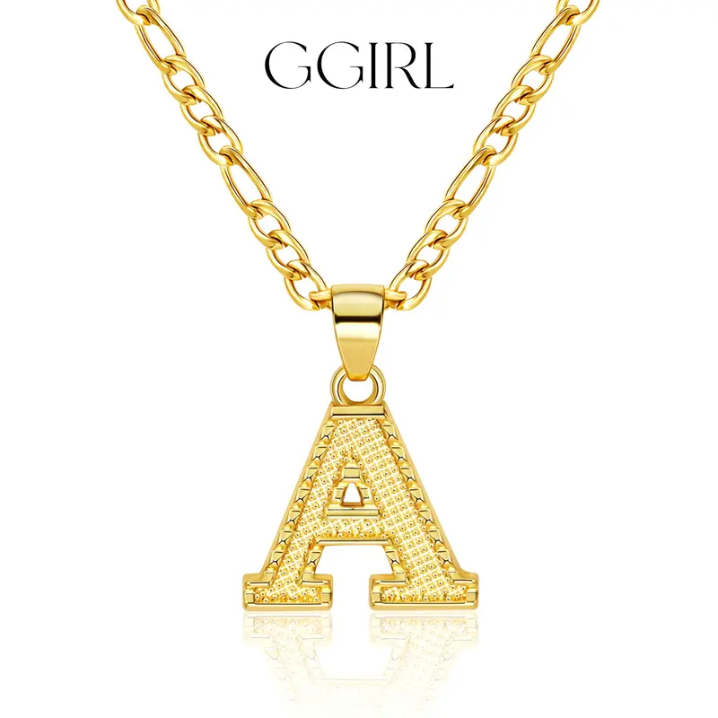 GGIRL Initial Necklace for Women Men Girls Boys, 18K Gold Plated Gothic  26 Letters Pendant Necklace Cuban Link Chain Fashion Jewelry Gift for Holiday Haul Christmas Birthdays Anniversaries, Men's Accessories, Gifts For Women, Anniversary Gift For Him