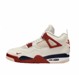 White Cream Cinnabar Red Mid-Top Retro Basketball Shoe | Brick Colorway Streetwear Sneaker