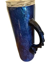Custom Epoxy 30oz Skinny Tumbler Dinosaur Scales with 3D Dinosaur Tail Handle Lightweight Blue Drinkware for Dino Lovers Non-BPA Free