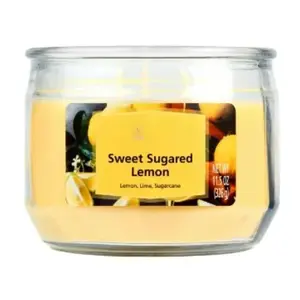 Sweet Sugared Lemon 3-Wick Glass Jar Candle 11.5 oz Aroma Decor Fragrance Scented with Lemon Lime Sugarcane Notes for Relaxing Atmosphere