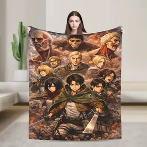 Attack on Titan Eren Anime Soft Flannel Blankets,Throw Blanket Comfortable for Beds Sofa Home Bedroom Gift