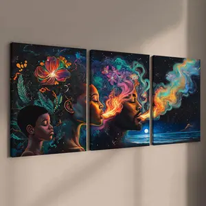 Street Art Character Pattern Canvas Painting, Modern Abstract Design, 3 Counts/set Modern Art Framed Painting, Wall Art Decor for Home Living Room Bedroom Office, Ornaments