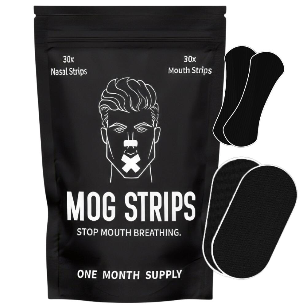 Mog Strips, one month supply, for sleep, exercise, mouth tape, nose tape, strips, long lasting adhesive, yoga, gym, comf