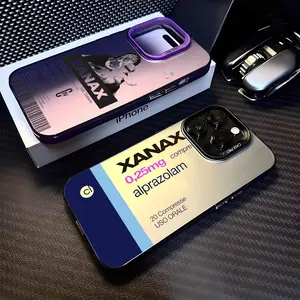 Fashion X-XANAX Chill Pill Phone Case for iPhone 17 16 15 14 13 12 Pro Max Air | Multicolor Matte Laser Metallic Phone Case | Aurora Gradient Finish with Smooth Matte Texture | Durable Scratch-Resistant Anti-Fingerprint Protective Cover