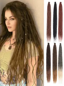 Synthetic Dreadlock Extensions 10 Roots/pack, Hippie Single-Ended Dreads, Ombre Locs, 24/30 Inch Reggae Style Crochet Hair