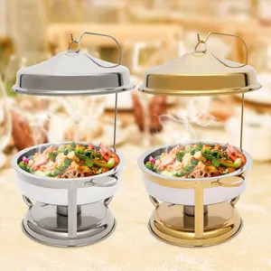 9L Stainless Steel Chafing Dish Buffet Set, Chafing Dishes with Top Lid, Buffet Servers and Warmers  Round Buffet Chafer Servers and Food Warmers Pots Cookware