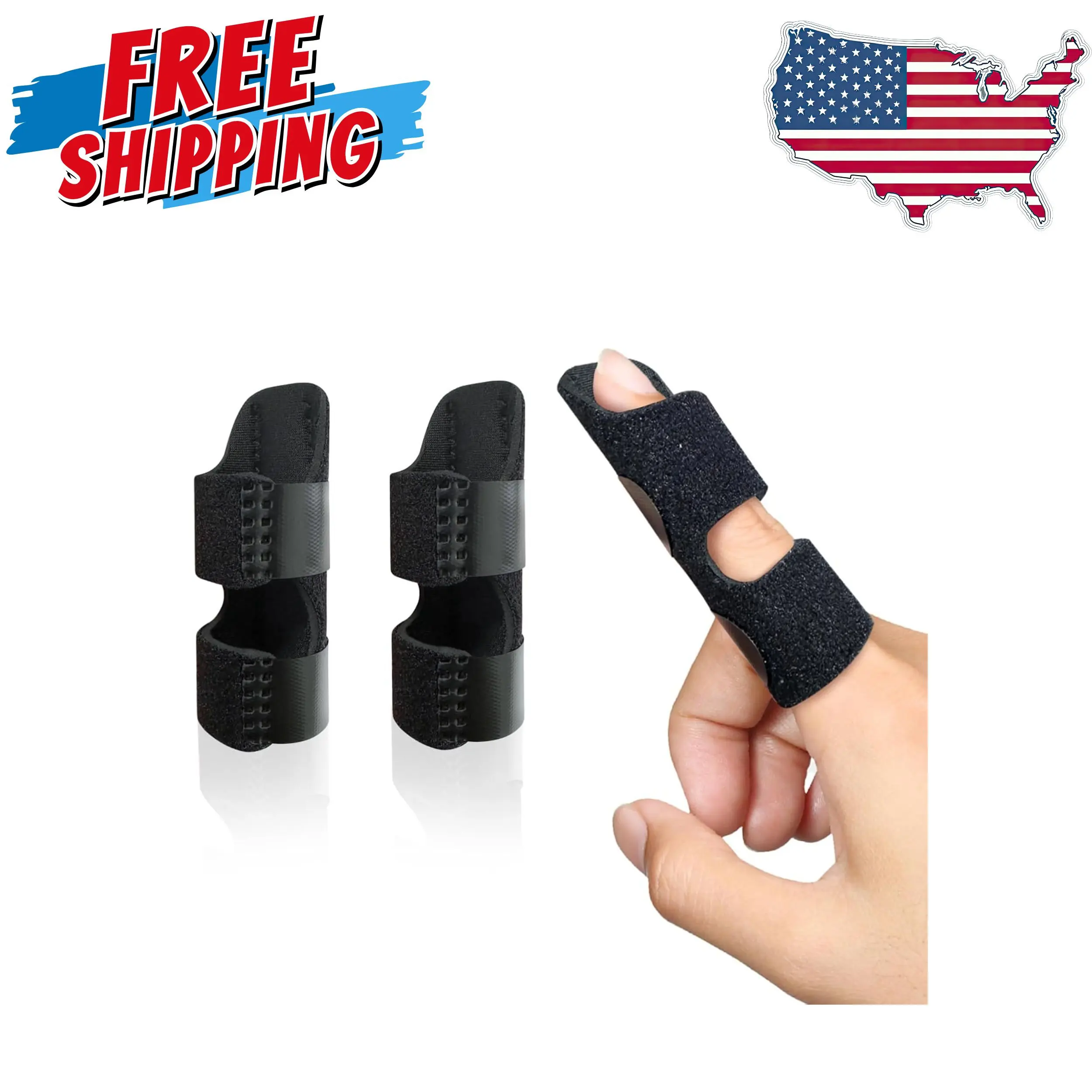 Finger Splint, Universal Trigger Finger Brace for Broken/Arthritis Pain and Sprain Relief, Splints (2 Pack,Black)
