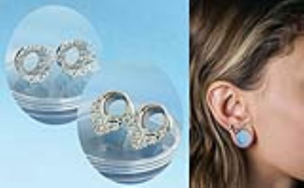 FBYJS 8 Pairs Stainless steel Ear Tunnels Earrings Silicone Gauges Plugs For Ear Brass Hollow Plugs and Tunnels Glass Piercings Stretcher Kit 2g 00g 5/8