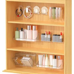 Medicine Cabinet Organizer 10-Pack Clear Acrylic Multi-Purpose Storage Box for Cosmetics Nail Polish Lipstick Toothbrush Bathroom Wall Mount Vanity Caddy