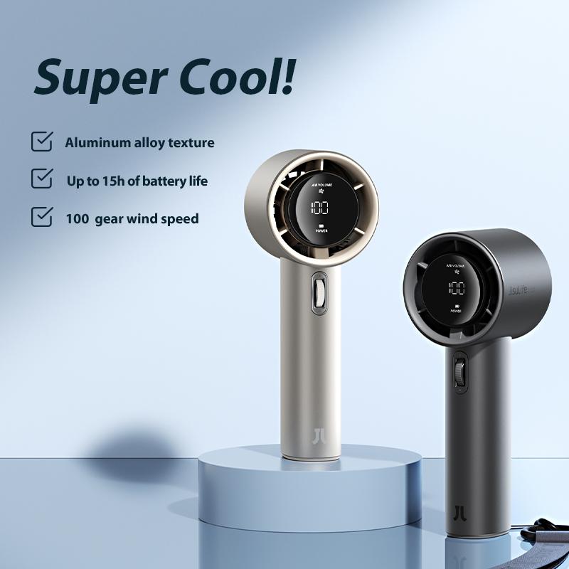 JISULIFE Handheld Fan Pro1S - 5000mAh Battery, 9m/s Wind Speed, Digital Display, USB Rechargeable, Portable Fan for Travel & Outdoor, Gifts for Women Men, Brushless Motor, 15000 RPM, 3-15 Hours Cooling