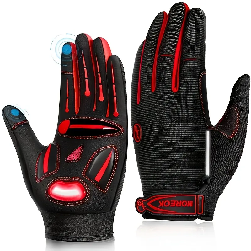 Unisex Full-finger Solid Biker Sports Gloves with 5mm Gel Padding, Shock-Absorbing Protection for Road Cycling, Cushion Grip Sports Gloves, Five Finger Sports Gloves