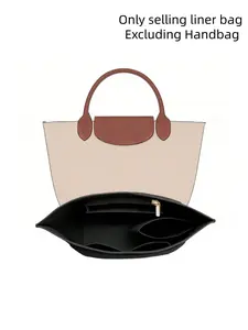 2026 Spring Felt HandBag Organizer Insert, Multi-pockes Purse Insert, Zipper Organizer, Bag Organizer Insert for Longchamp Le Pliage Handle Bag, Felt inner bag Compatible with Tote Bag and More, Purse Organizer fits Longchamp Handbags