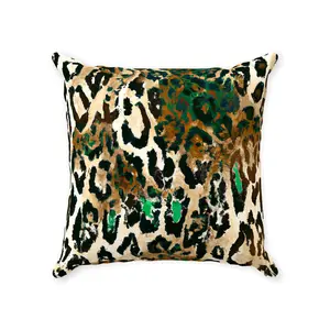 Emerald Green Leopard Print Throw Pillow Cover - Stylish Animal Accent Cushion for Modern & Luxury Home Styling