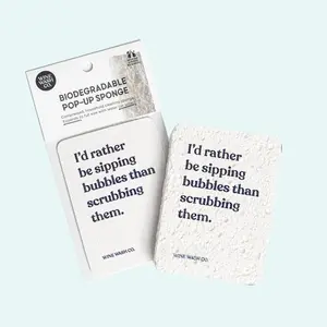 Biodegradable Pop-Up Kitchen Sponge - Scrubbing Bubbles | Funny Kitchen Sponge for Wine Lover | Eco-Friendly Cleaning Product | Perfect for Hosting & Wine Gifts