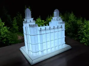 Logan LDS Temple Decorative Ornament for Religious Decor with White Finish and Architectural Design