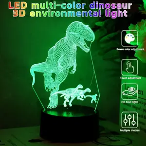 Multicolor Dinosaur Creative Night Light, Holiday Gift, Bedroom Bedside Lamp, Home Decor Tabletop Decoration, Desk Ornament, Unique Night Light