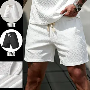 Minimalist 3D jacquard white shorts — versatile casual beach wear for summer