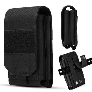 Tactical Double-Layer Phone Pouch - 1000D Nylon MOLLE Belt Holster for 4.0"-6.9" Phones, with Velcro Closure for Outdoor, Hiking, Work & Military Use
