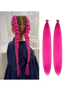 26 Inch Children Girls Wig Tail Braided Elastic Rope Colorful Ponytail Extension, Easy-To-Weave Hairpiece for Kids