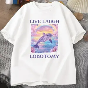 T Shirt Men Funny Dolphin Meme T-shirt Silly Weird Short Sleeve Tshirt Unisex Printed T-shirt Tops