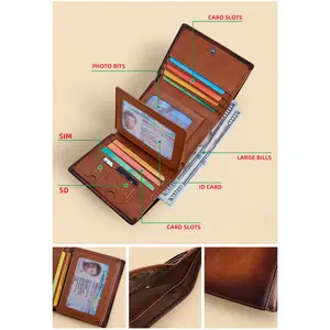 Genuine Leather Tri-fold Wallet |   13 Card Slots, RFID Protection, Vintage Style, Ideal for Valentine'S Day, Father'S Day, Halloween - BANYANU