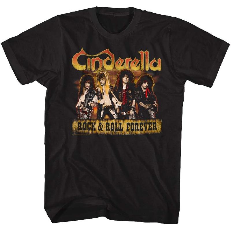 Cinderella Rock Band Dudes Rock & Roll Forever Adult T-Shirt Tee