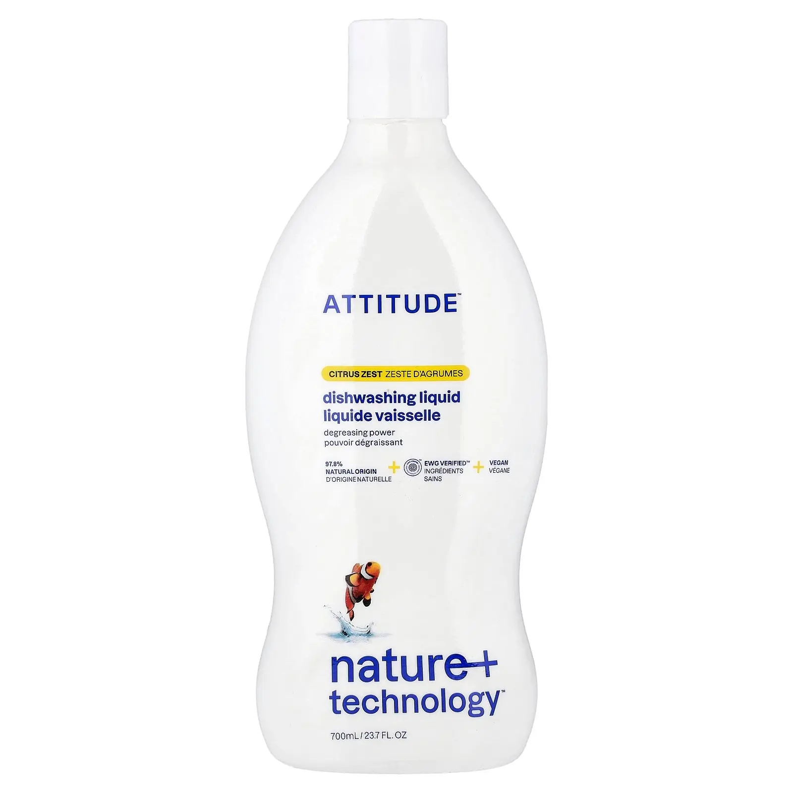 ATTITUDE Dishwashing Liquid, Citrus Zest, 23.7 fl oz (700 ml)