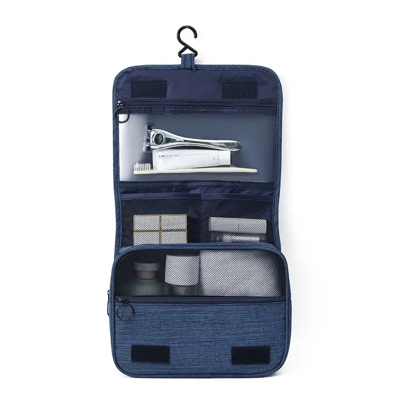 Foldable Hanging Travel Toiletry Bag,Waterproof Portable Travel Bags, Multifunction Travel Makeup Cosmetic Bag Organizer with Hanging Hook, Handheld Cosmetic Pouch, Nylon