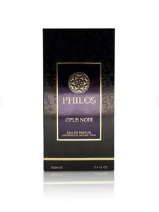Lattafa Philos Opus Noir 3.4 Oz EDP Men Spray Fragrance Oil Patchouli Musk Woody Floral Musk