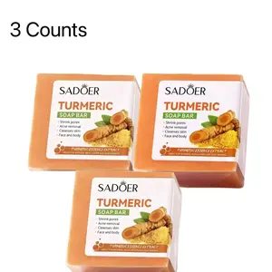 【Christmas Gift】3PCS Turmeric Soap,Deep cleansing Soap,Moisturizing Soap For Face &Body,Body wash&Soap For Women&Men jabon curcuma BodyCare Comfort SkinCare glow bar nurture Moisturizer Cleanser Acne Lemon acne products kojic acid cleanse soap