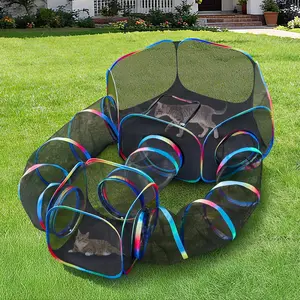 Outdoor Cat Enclosure - 4-in-1 Portable Cat Tunnels with Tent, Cube, Collapsible Catio for Cat Run Outside, Pop up Enclosed Playground for Indoor Cats, Kitty & Small Animals