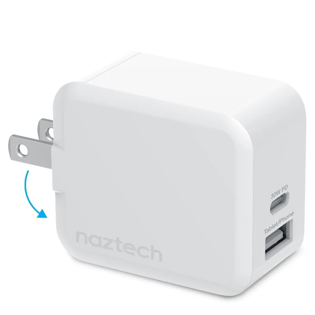 212 MAIN 30W USB-C PD Dual Output Fast Wall Charger - White, for Cellphone, Smartphone, Folding & Type C Charging Electronic Devices