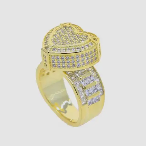 Heart-Shaped Ring with Pave Setting and Cubic Zirconia Stones Women code  Ring-6025