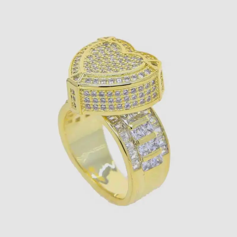 Heart-Shaped Ring with Pave Setting and Cubic Zirconia Stones Women code Ring-6025