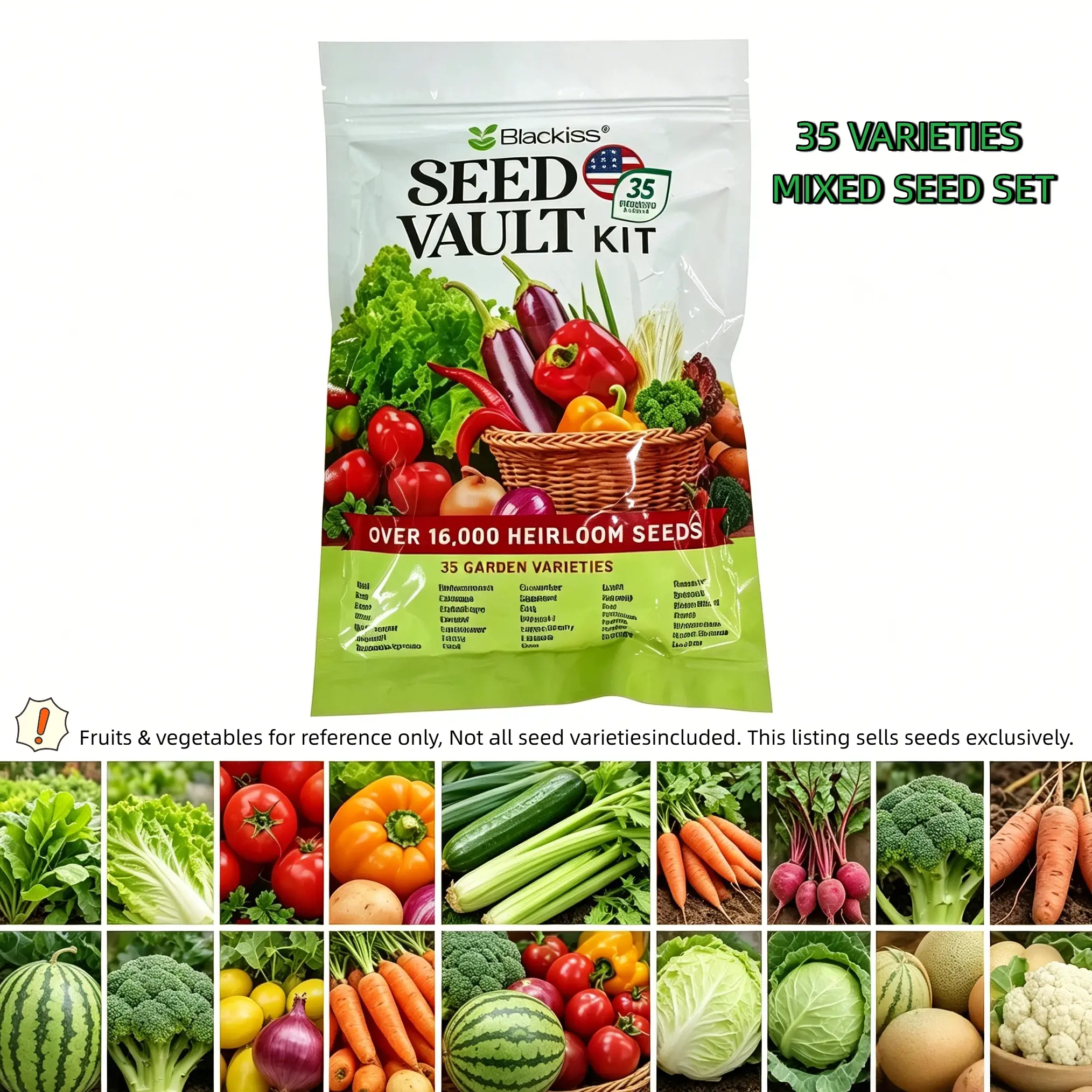 35 Vegetable Seeds Pack-16,000+ Seeds forPlantingSpring, Fall, Winter Garden Kit - SurvivalSeed Vault forPreppers & Gardeners-Gift for Men &Women