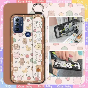 Anti-knock Phone Holder Phone Case For MOTO G Play 2023 Shockproof Wristband Anti-dust Fashion Design Soft case protective Cute Back Cover Lanyard ring Dirt-resistant Cartoon