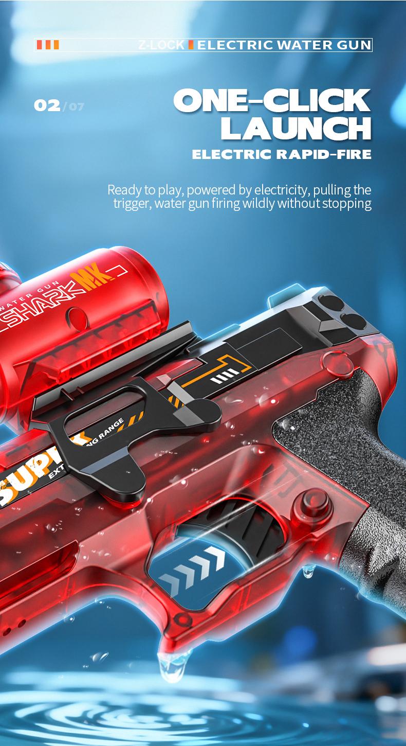 2026 Ultimate Battle Powerful Electric Water Gun, IP67 Waterproof, Automatic Squirt Pistol with Glowing Realistic Muzzle 320cc Strong Outdoor Toy forKids, Summer Fun Water Gun