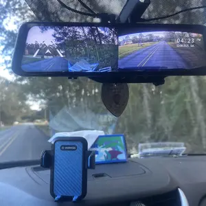WOLFBOX G840S 12" 4K Mirror Dash Cam with 5.8GHz WiFi & GPS Tracking, Dual Cameras, Night Vision, 32GB Card, 170° Front & 140° Rear Lenses, 24-Hour Parking Monitor, TikTokShopHolidayHaul - Automotive Video Recorder