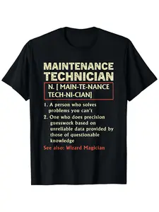 Funny Mechanic Maintenance Technician Definition Dictionary T-Shirt, Mechanic T Shirts for Men, Fire Truck T-Shirt, Summer Men 100% Cotton Printed Short Sleeve, Outdoor Sports, Fashion, Trendy Fashion Casual Women's and for Man's Sport Style Summer