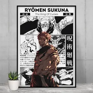 Ryomen Sukuna Poster, Jujutsu Kaisen Anime Wall Art, the King of Curses Canvas, High Quality Art Prints, Home Decor, Manga Gifts for Him Her Otaku