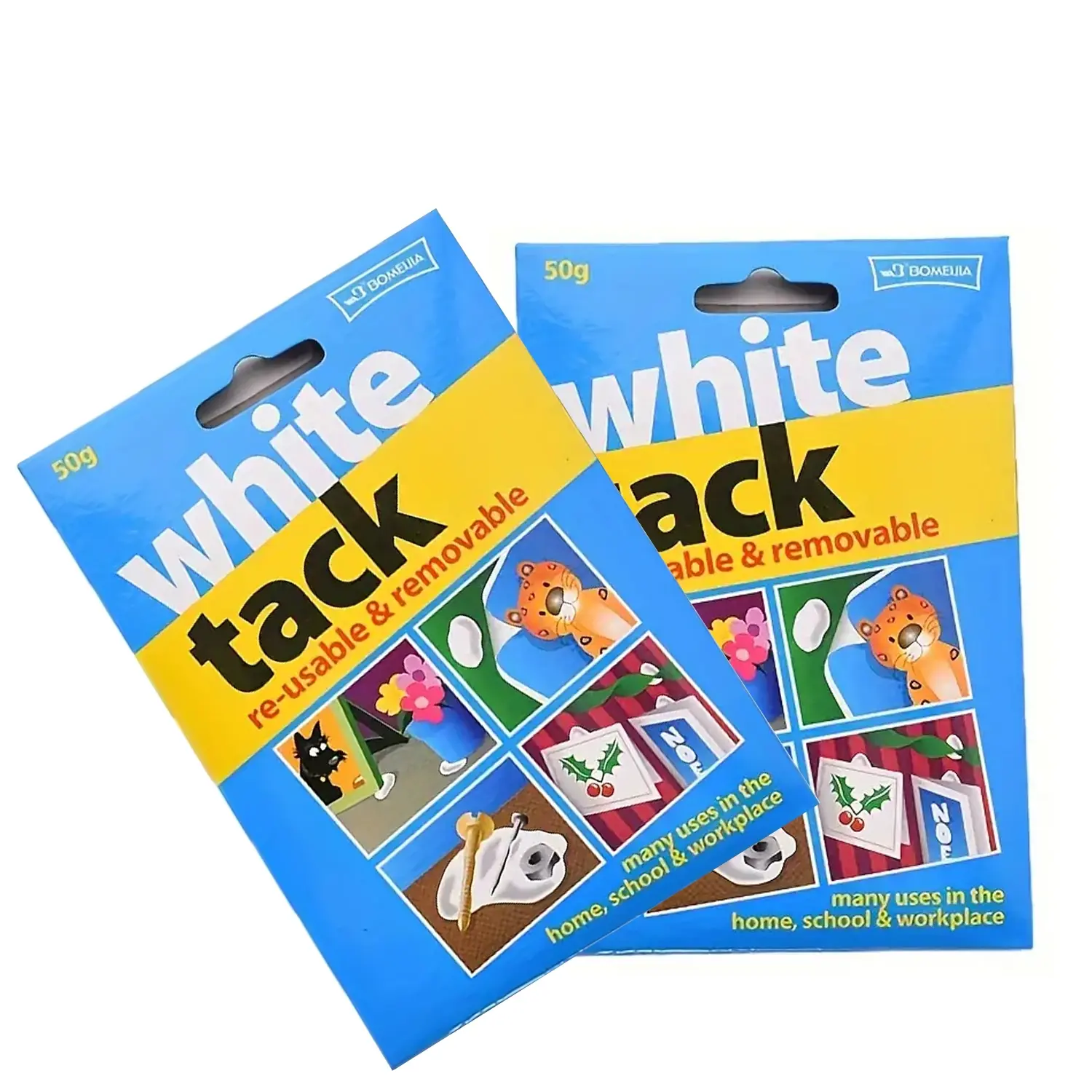 2-Piece White Tack Set - Strong Sticky Non-Toxic Adhesive Putty, Reusable, Removable & Wall-Safe with No Residue - Ideal for Posters, Decorations & Photo Frames, Strong, Long Lasting Adhesive Hold, Adhesive Easy Installation