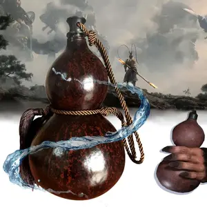 Gourd Water Bottle, Wukong Game Decor 23oz/750ML Big Water Bottle, Game Wukong Cosplay Props, with Tassel Rope for Hip, Nature Gourd for Decorating