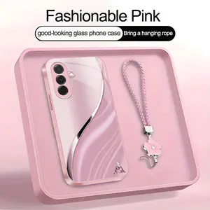 Suitable for [Galaxy A36] high-end women's phone case🥰，a beautiful four-leaf clover lanyard is included🍀，choose from all 26 letters—simple yet sophisticated YM99