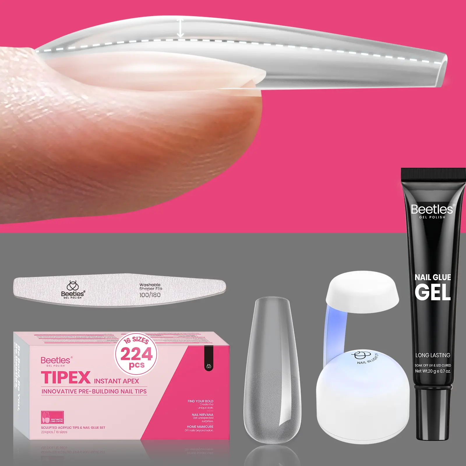 224 Pcs Long Coffin Kit with File