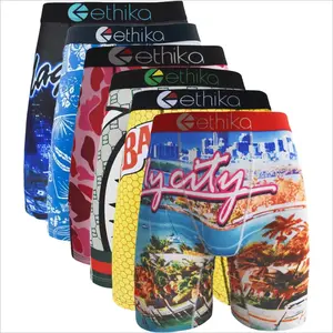 4Pcs Men's Boxer Briefs & Trunks – Breathable Quick-Dry Swim Underwear Plus Size Printed Sexy Boxers for Hiking Sports